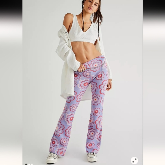 Free People The Ragged Priest Power Flare Pants Size Extra Small Floral BoHo - Picture 1 of 16